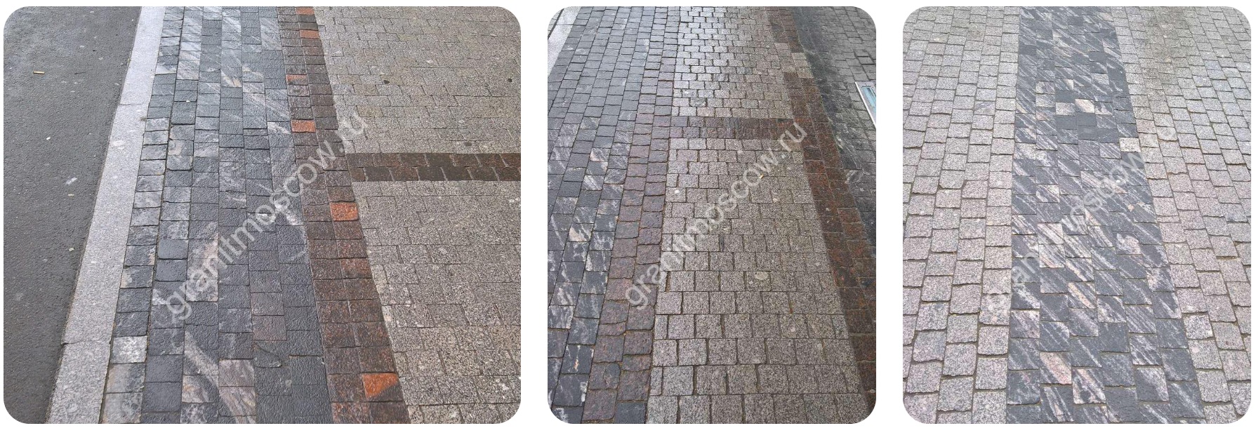 Примеры гранитной брусчатки в Москве